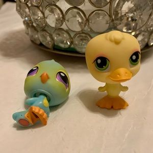 Littlest pet shop yellow duck and birdie